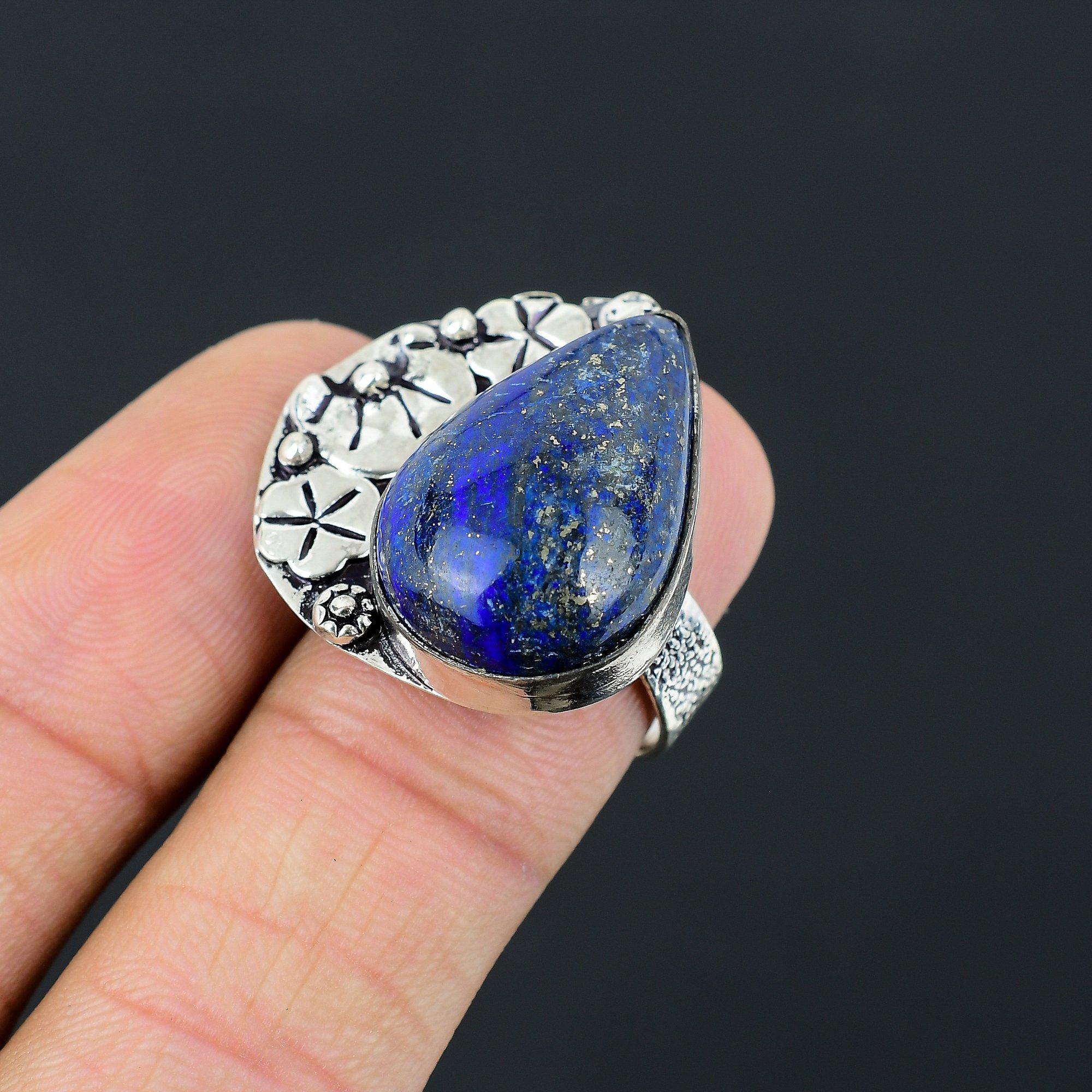 Daughters Day Deal 925 Silver Lapis Lazuli Stone Wife Promise Ring Jewelry US 8 8