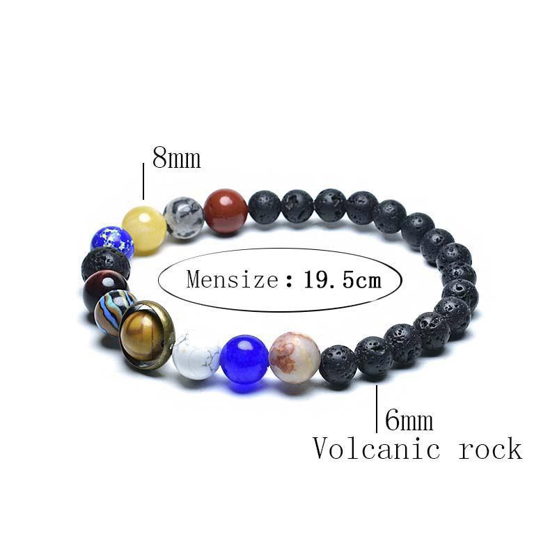 

Unique Eight Planets Bracelet Homme Female 6mm 8mm Natural Volcanic Rock Braslet Lapis Lazuli Beaded Brazalete Chakra Braclet 19.5cm лавовый