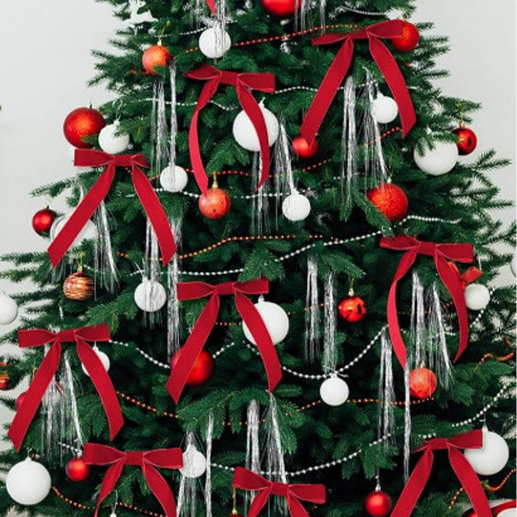 Velvet Red Bows 12X Christmas Velvet Bows Portable Velvet Christmas Tree Bows for Tree Front Door Fireplace Stairs and Garland