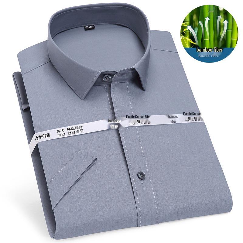 Golden Shield Men's Short Sleeve Bamboo Fiber Non-Iron Business Shirt