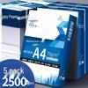 Whole Box of 5 Packs A4 Paper, 2500 Sheets, 80g, Thickened Printing/Draft Paper for Office/Student Use.