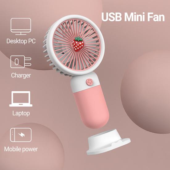 Mini Fan Multifunctional Summer Cartoon Fruit Cool Rechargeable Handheld Mini Fan Phone Rack
