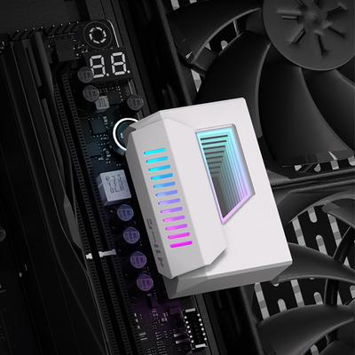 Adapter wtyczki zasilania ATX 24-pin na 180 stopni z lustrem nieskończoności i podświetleniem ARGB, adapter zasilania żeński na męski, kątowy adapter 24-pinowy