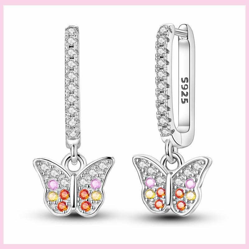 925 Silver Colorful Feathers Drop Earrings Dream Catcher Bohemia Asymmetry Dangle Earrings Original Wedding Jewelry For Women