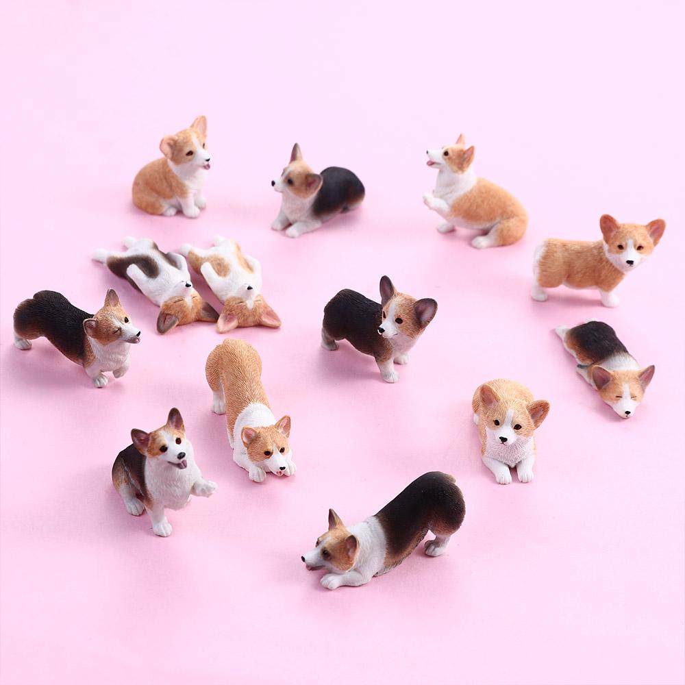 For Kids Resin Figures Children's Gift Simulation Dog Car Ornament Miniature Figurines Corgi Model