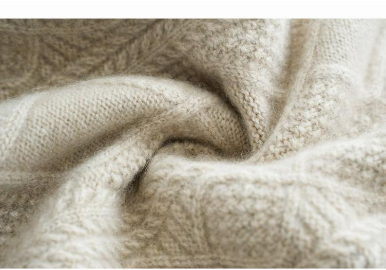Women's 100% Pure Wool Cable Knit Cardigan – European Style, Thickened, Warm, Loose, Niche Design.
