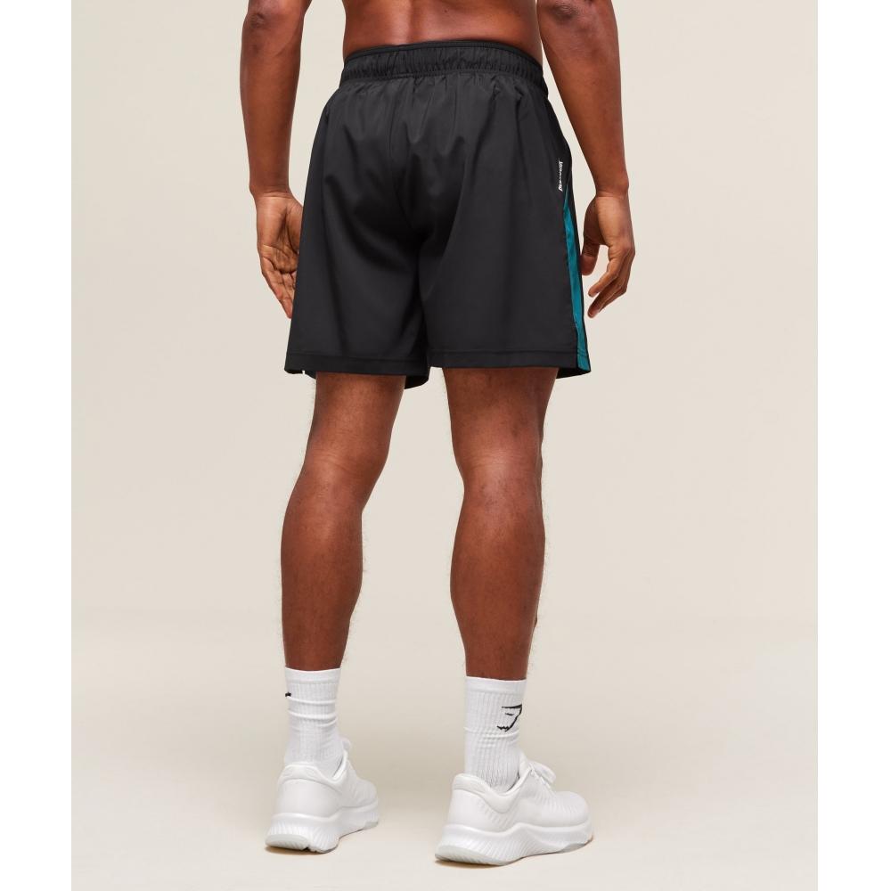Gymshark Sport  7  Shorts Black Functional Teal A1b3l Bc2r