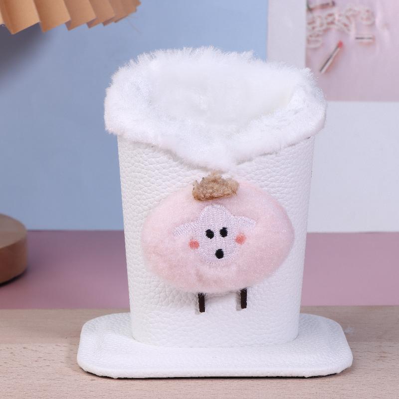 1Pc Plush Lined Glasses Case Cute Animal Design Faux Leather Ideal For Desk Or Bedside Table Protects Glasses And Pens