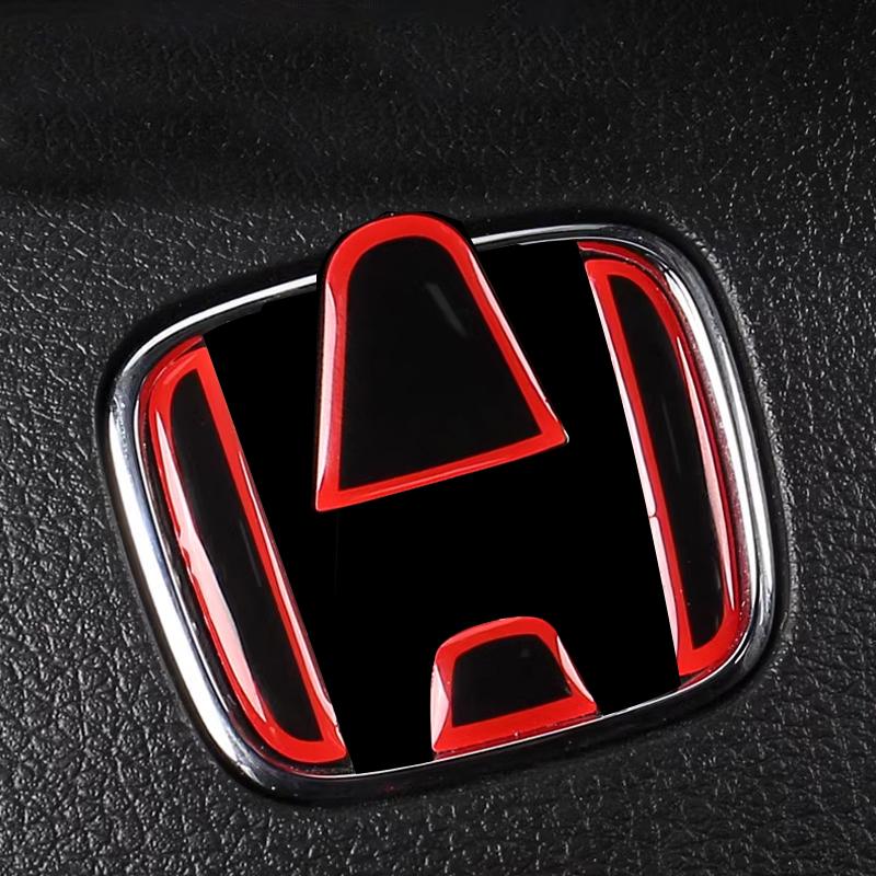 Gjzh3 Car Steering Wheel Front Emblem Badge Logo Sticker For Honda Accord Civic Spirior City FIT CRV Red Protective Decoration