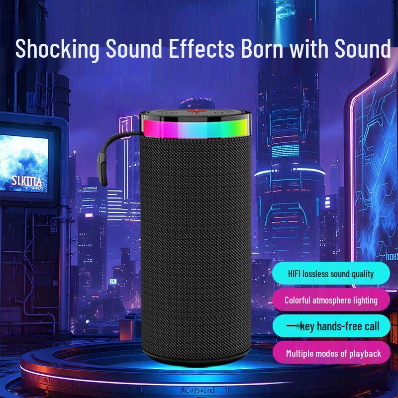 TWS Interconnect Outdoor Portable Bluetooth Speaker with Card Slot & Colorful Light Effect - High-Value W17