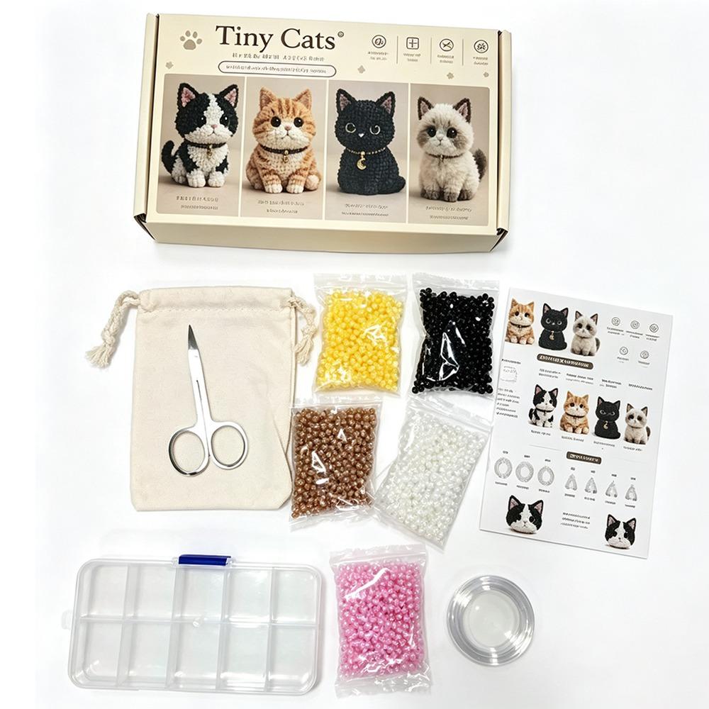 Tiny Beads 3D Beaded Animal Kit Cute Design Animal Shape Bead Weaving Kit Creative Craft Handmade Bead Art Kit Gift Giving