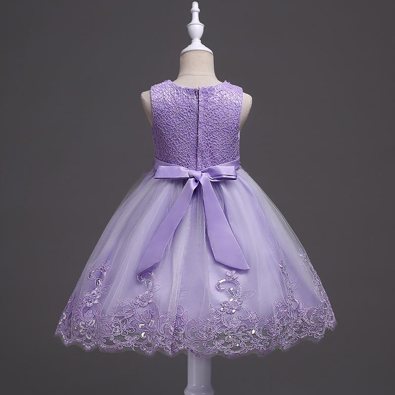 Abito Principessa Bambina Ricamato Perline Abito Formale per Festa di Matrimonio