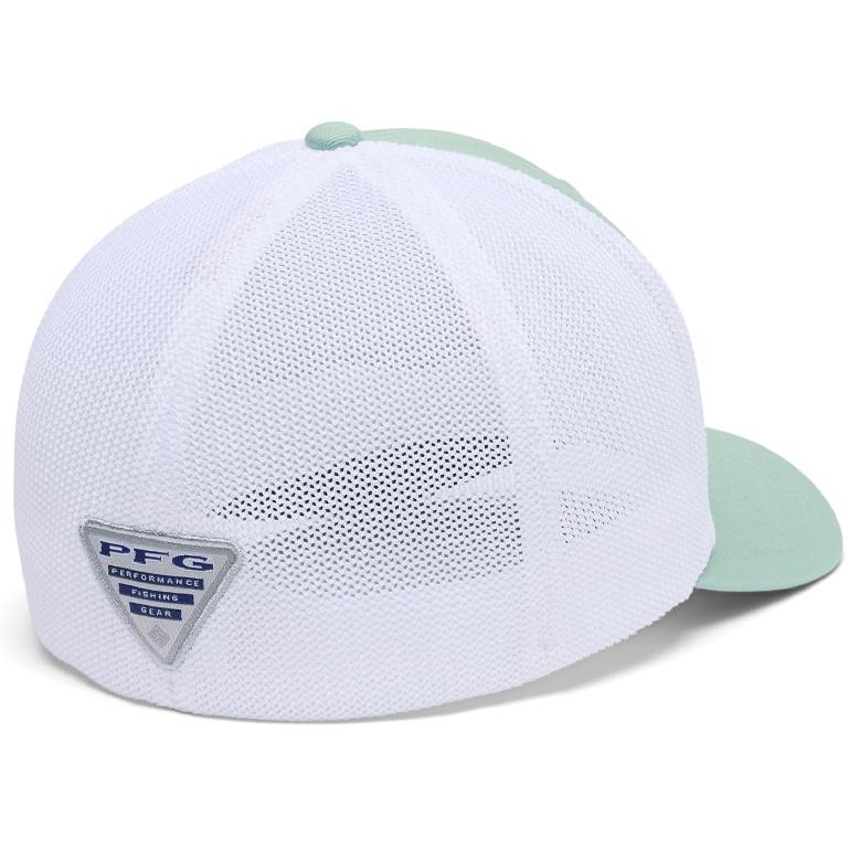 Columbia Unisex PFG Logo Mesh Ball Cap, Misty Jade/White/Hook, L/XL