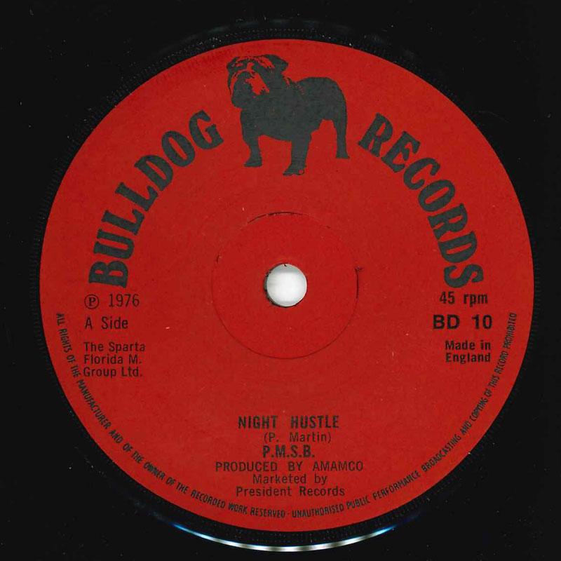 

7inch Record P.M.S.B. Night Hustle BD10 Bulldog Records 1976 UK Dance Electronica Used