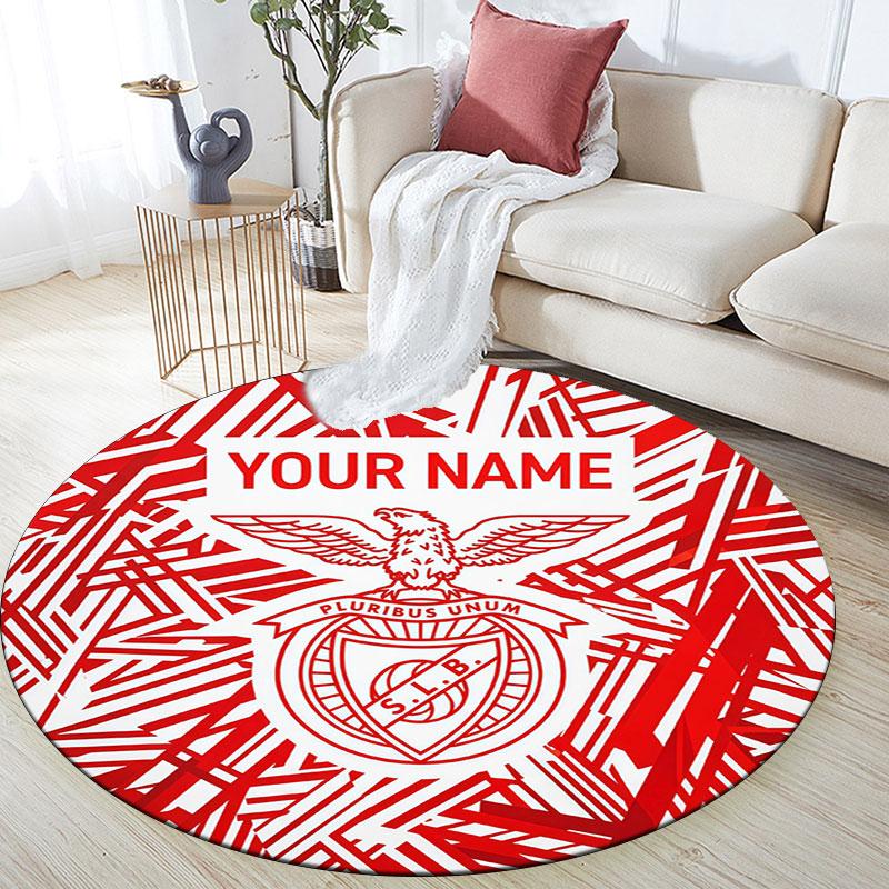 Custom Name,S.L. Benfica Pattern Round rug,Carpet Rug for Living Room Bedroom Playroom ,Non-slip Floor Mat,Holiday Gifts and Birthday Gifts.