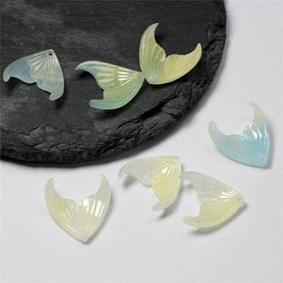 17x19mm 10szt. DIY Ręcznie Robione Trójwymiarowe Akcesoria Modne Wsuwki do Włosów Płyta Acetatowa Rzeźbiona Biżuteria Rybi Ogon Akrylowe Koraliki Akcesoria