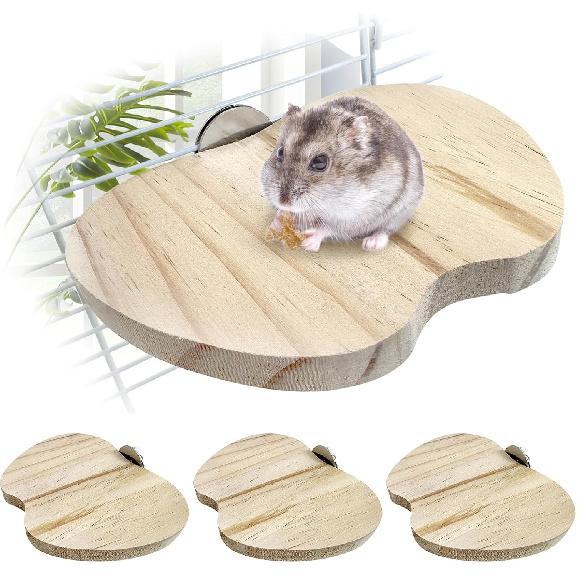 Hamiledyi Wooden Hamster Cage Platform Set 4Pcs Bird Wood Platform Hamster Rat Gerbil Mice Cage Accessories Platform Wood Perch Stand Board Habitat Style C