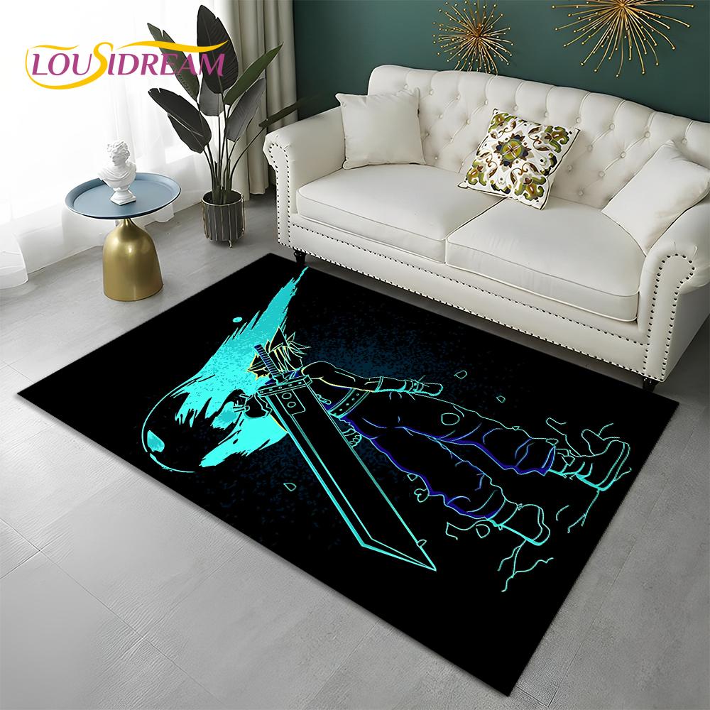 FF14 Gamer HD Final Fantasy Spiel 3D-Teppich für Zuhause, Wohnzimmer, Schlafzimmer, Sofa, Fußmatte, Dekor, Kinderbereich, rutschfeste Bodenmatte