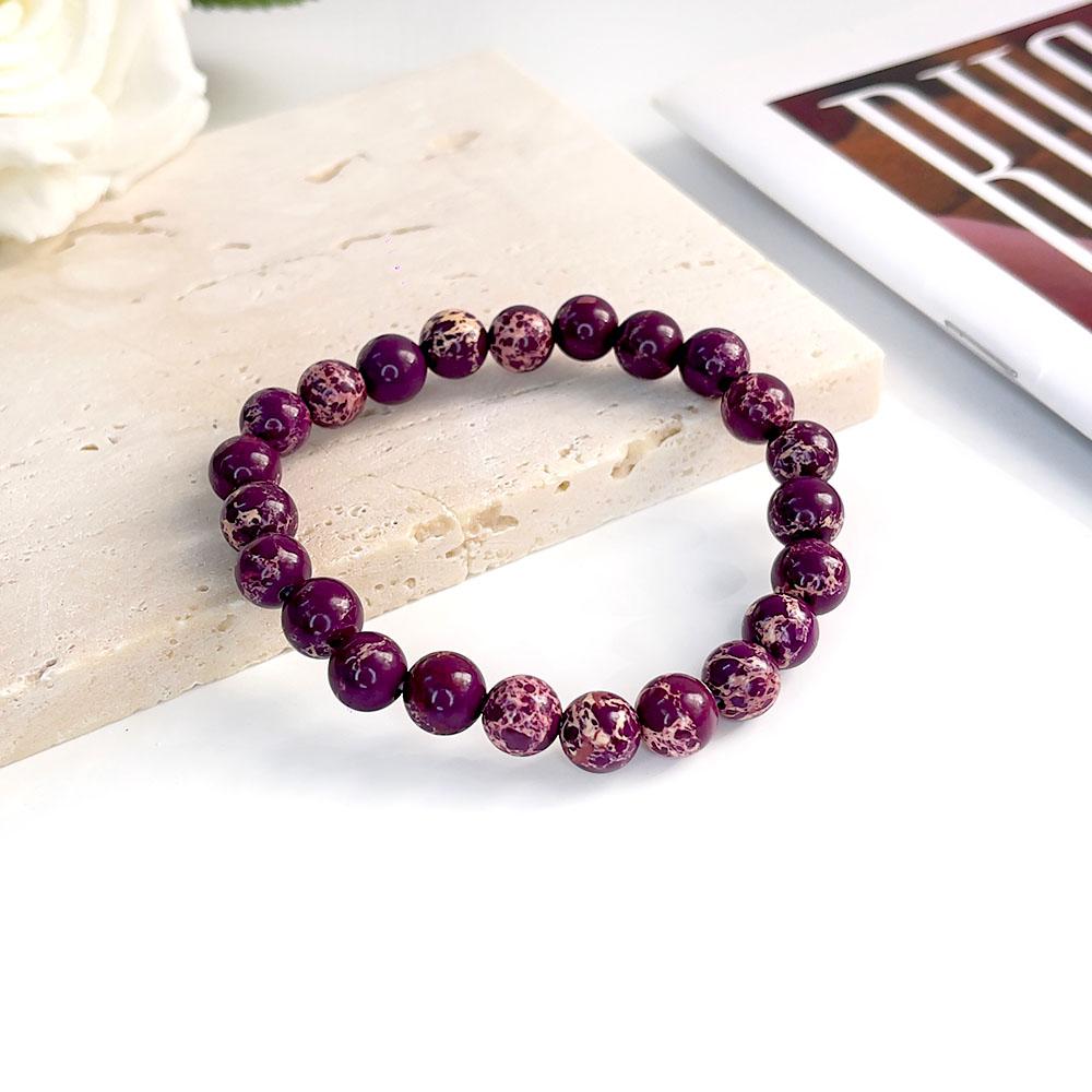 Natural Stone pink zebra Beaded Bracelet 6/8mm Dalmatian Jasper Rhodochrosite Agate Bracelet Gemstone Beads Bracelet
