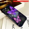 2DFlat Glowing Purple Butterflies On Dark Background All Inclusive Film Hard iPhone Case, Compatible with iPhone 18 Pro Max 17 16 15 14 13 12 11