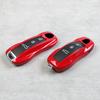 Red Car Key Case Replace Accessories Remote Control Fob Protective Shell For Porsche Panamera Macan Taycan 718 911 Cayenne