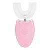 Household Ultrasonic Rechargeable Silicone U Shaped Electric Toothbrush Teeth Whitening Brush(Pink )