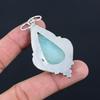925 Sterling Silver Pear Natural Amazonite Heart Chakra Artisan Birthday Pendant