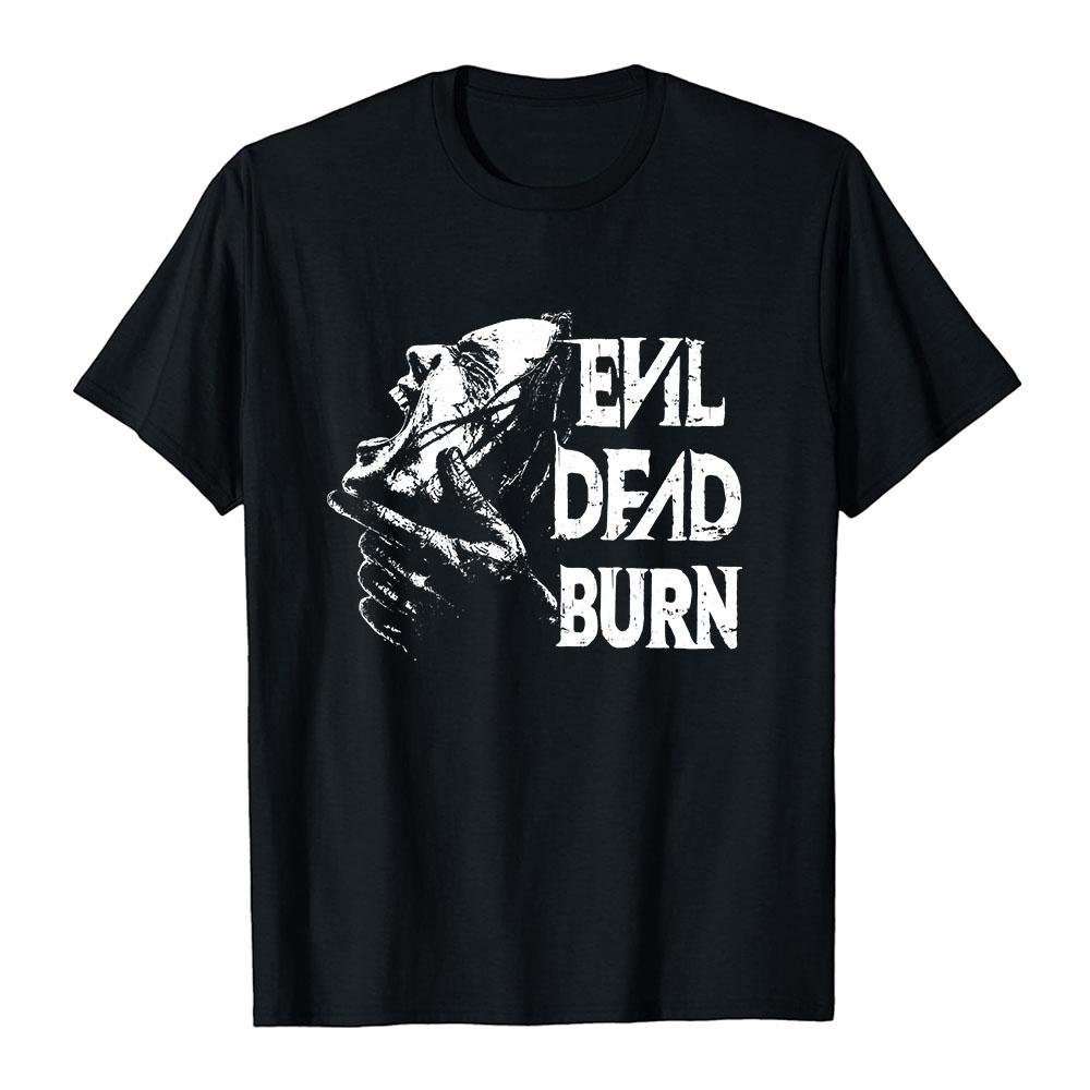 Evil Dead Burn Film T-shirt Cotton Summer Short Sleeve Male Tshirts Streetwear Unisex Graphic Merch Soft Horror Movie Print Tees