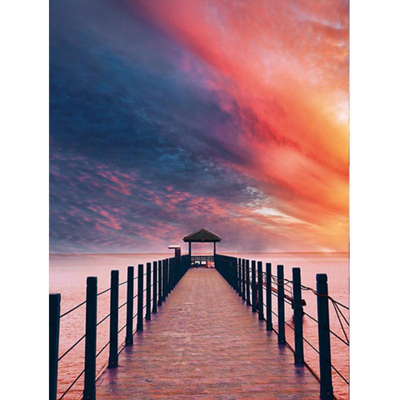 Diamant-Gemälde, 5D-DIY, Meer, voller Bohrer, quadratisch, Diamant-Stickerei, Sonnenuntergang, Bild von Strass-Landschaft, Wanddekoration