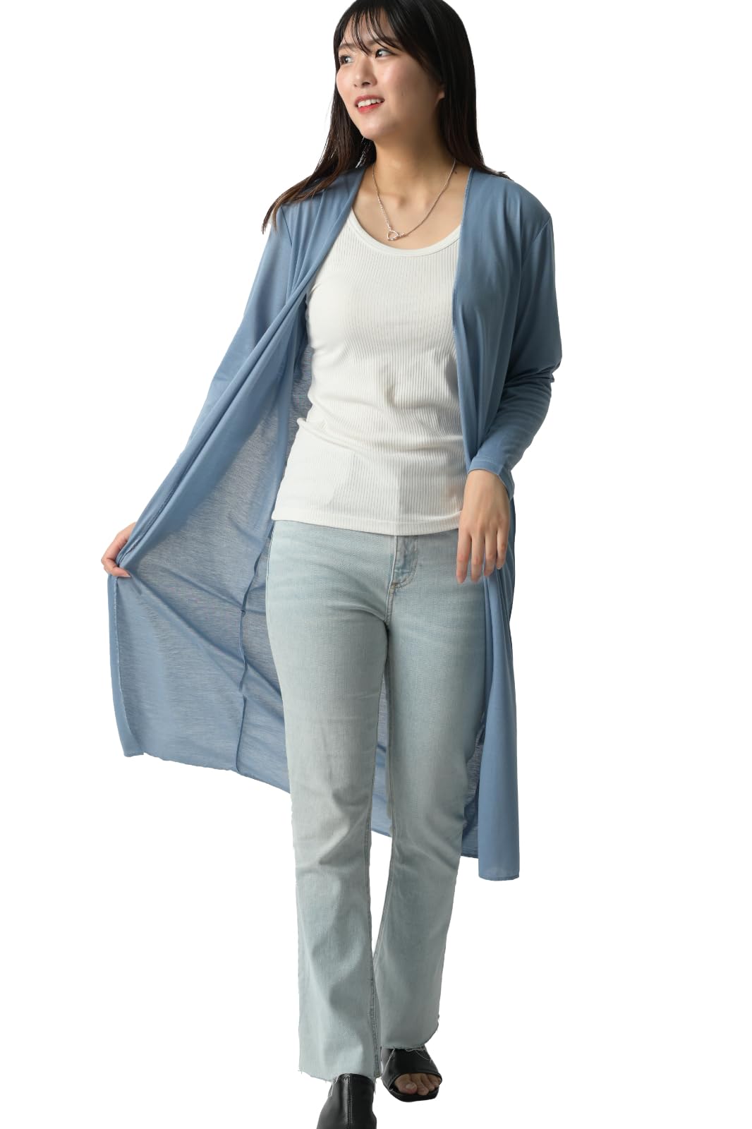 

БОЛЬШЕ AUNI Летний Легкий Макси Длинный Длинный УФ Легкий от Солнца Размер 530 Женский Топ, Длина, Кардиган, Рукава, Защита, Прозрачный, Прохладный, Носить,