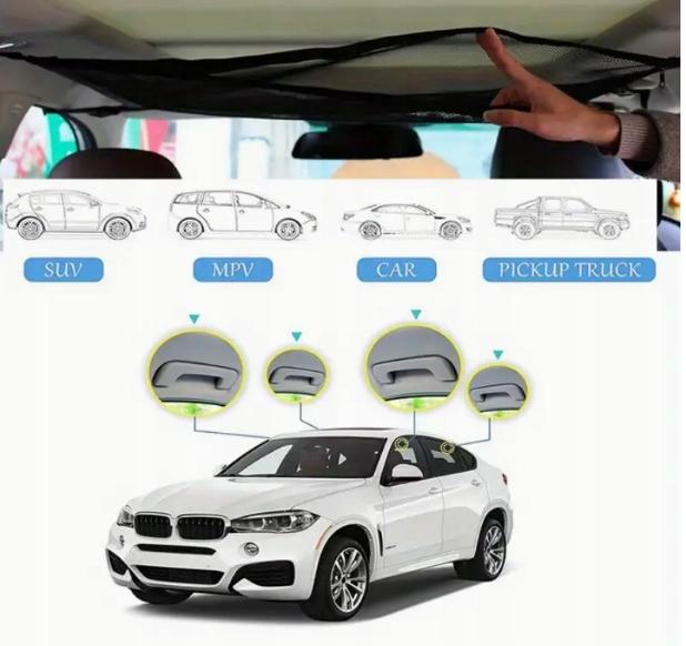 Suspended organizer FOR the car ceiling net headliner for the trunk