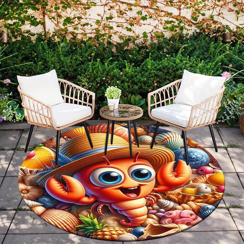 1pc Soft, Absorbent & Non Slip Cute Shrimp Round Rug Soft Circle Rug for Living Room & Bedroom Decor, Chair Mats, and Unforgettable Home Gif