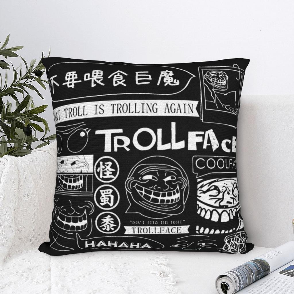 Trollface Coolface Collage Square Pillow Cases Rage Comic Funny Anime Cushion Covers Awesome Decor Pillowcase for Home 45x45cm