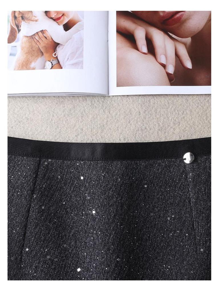 2025 Autumn/Winter Women's High-Waisted Sequin Midi Skirt – Slim-Fit, Fashionable, Hip-Hugging, Straight-Leg Design.