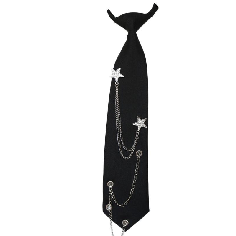 Uniform Ties For Janpanese JK Uniform Cosplay Accessory Neckwear Jk Seifuku Anime Necktie with Rhinestones Metal Chain