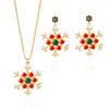 Rhinestone Xmas Dangle Earrings Zinc Zinc Zinc Alloy Snowflake Necklace Unique Christmas Jewelry Set  Girl