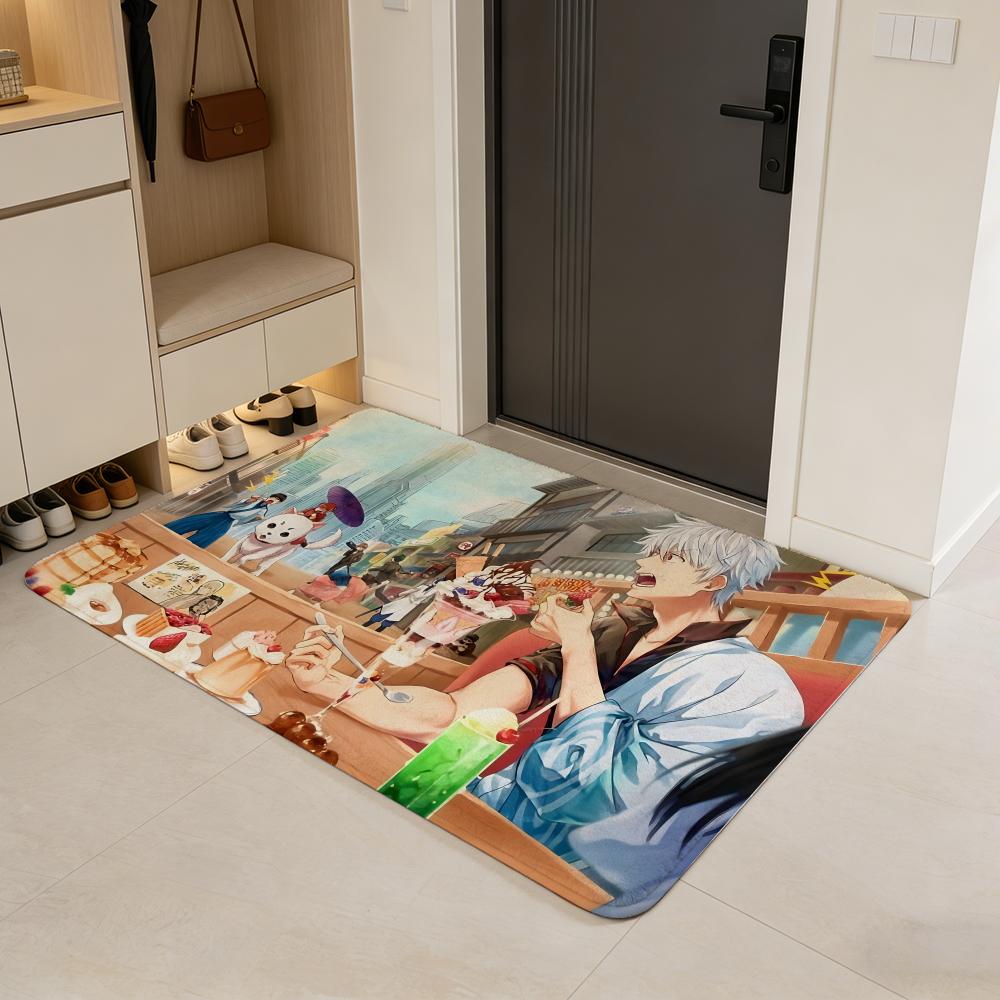 Hilarious G-Gintama Floor Mat Flannel Door Mat Non-Slip Absorbent Washable Indoor Home Rug