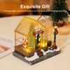 Christmas Scene Village House Ornament with LED Lights Christmas Decorations Resin Greenhouse Christmas Gift Home Decoration