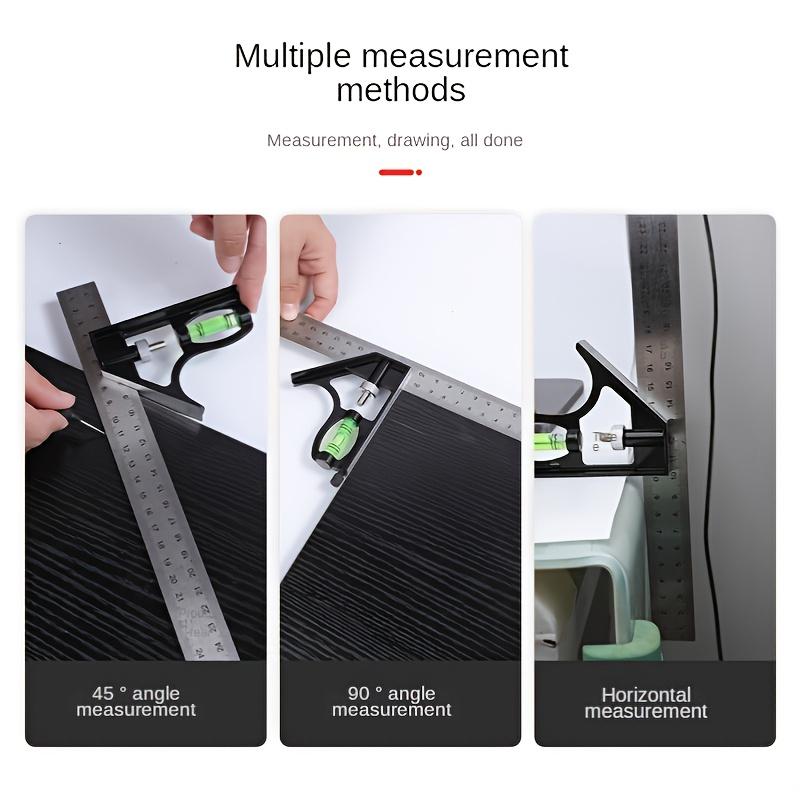 12" Professional Resolution Adjustable Stainless Steel Angle Combination Square Ruler