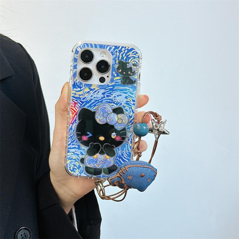 

Van Gogh Starry Night Black Cat iPhone 17/16 Pro Max/15/14 Case for Women iPhone 16 Pro Max
