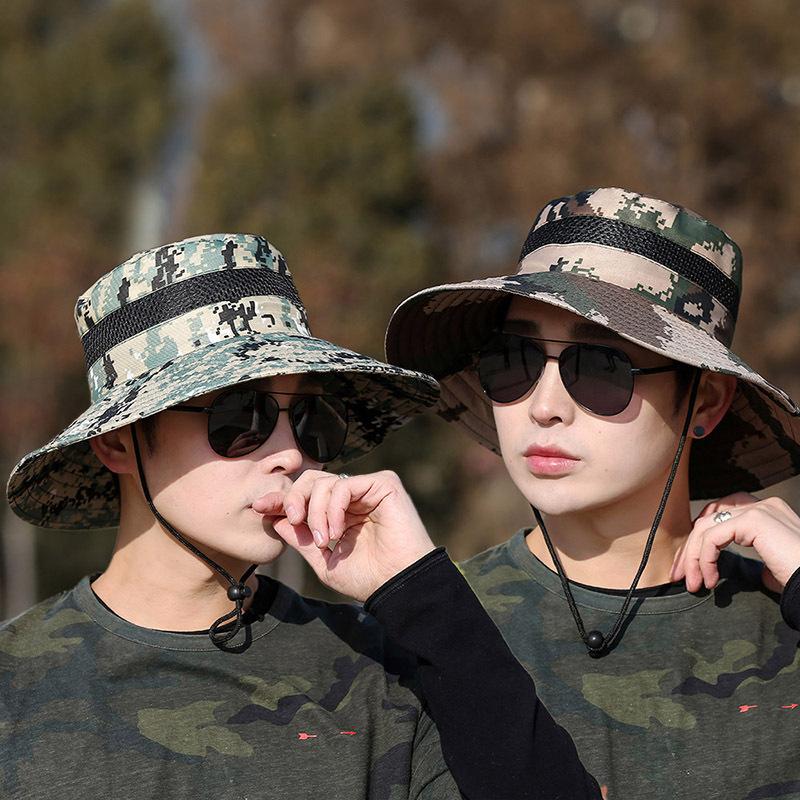Cool Summer Camouflage Men Bucket Hats Male Fishing Mountaineering Panama Fisherman Cap Outdoor Sun Cap Hat For Men