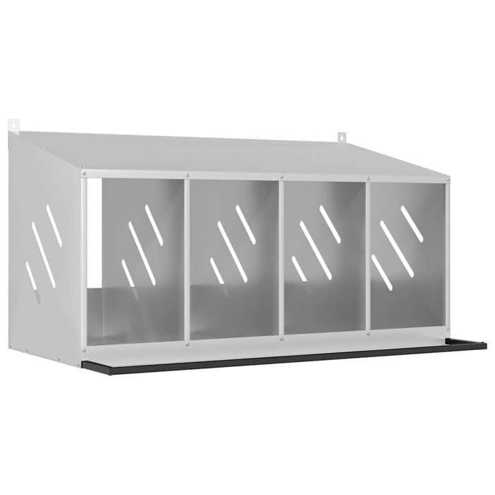 VidaXL Hen Nesting Box with 4 Compartments Galvanized Silver Metal, Laying Hen Nesting Box, Egg Box for Hens, 864344