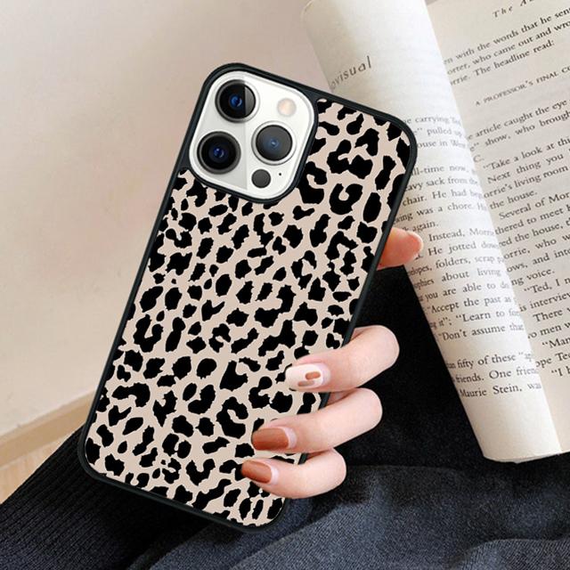 Animal Print Cheetah Black and Brown Phone Case Back Cover for iPhone 17 Air 16 15 14 13 11 12 Pro Max Plus