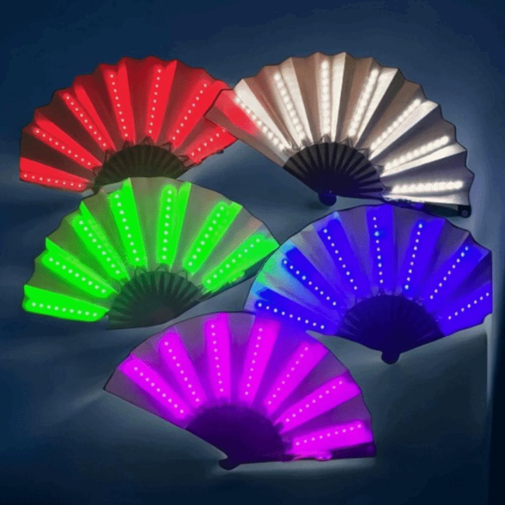 Silk LED Fan Luminous Discoloration Fan Fun Handheld Fans  Party Dancing