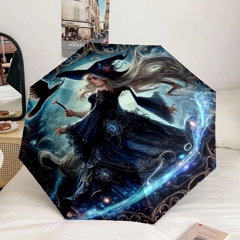 Magical Fantasy Witch Umbrella 8-Frame for Travel, camping, Casual Lightweight Portable Umbrella, Essential for every family Holidays Gift