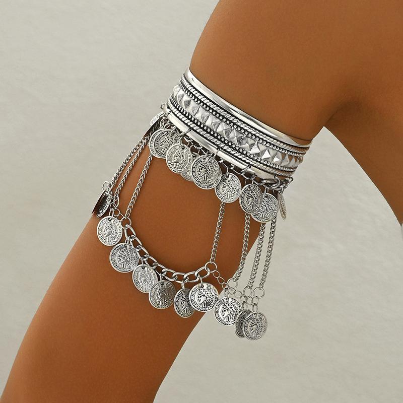 Light Luxury Tassel Open Bangles Niche Creative Design Sense Arm Bracelet Personality Hand Jewelry