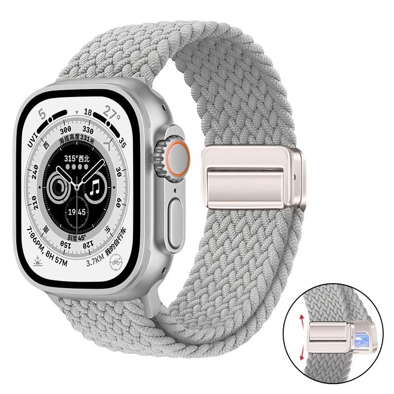 Nylon Braided Band For Apple Watch Series Ultra 3 2 1 49mm 11 10 46mm 42mm 9 8 7 45mm 41mm Magnetic Strap iWatch 6 5 SE 44/40mm Belt