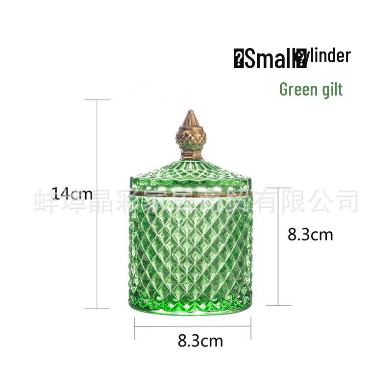 

European Roman Style Glass Storage Jar with Lid: Versatile Candy Holder, Snack Jar, Jewelry Box, and Candlestick. Gilded