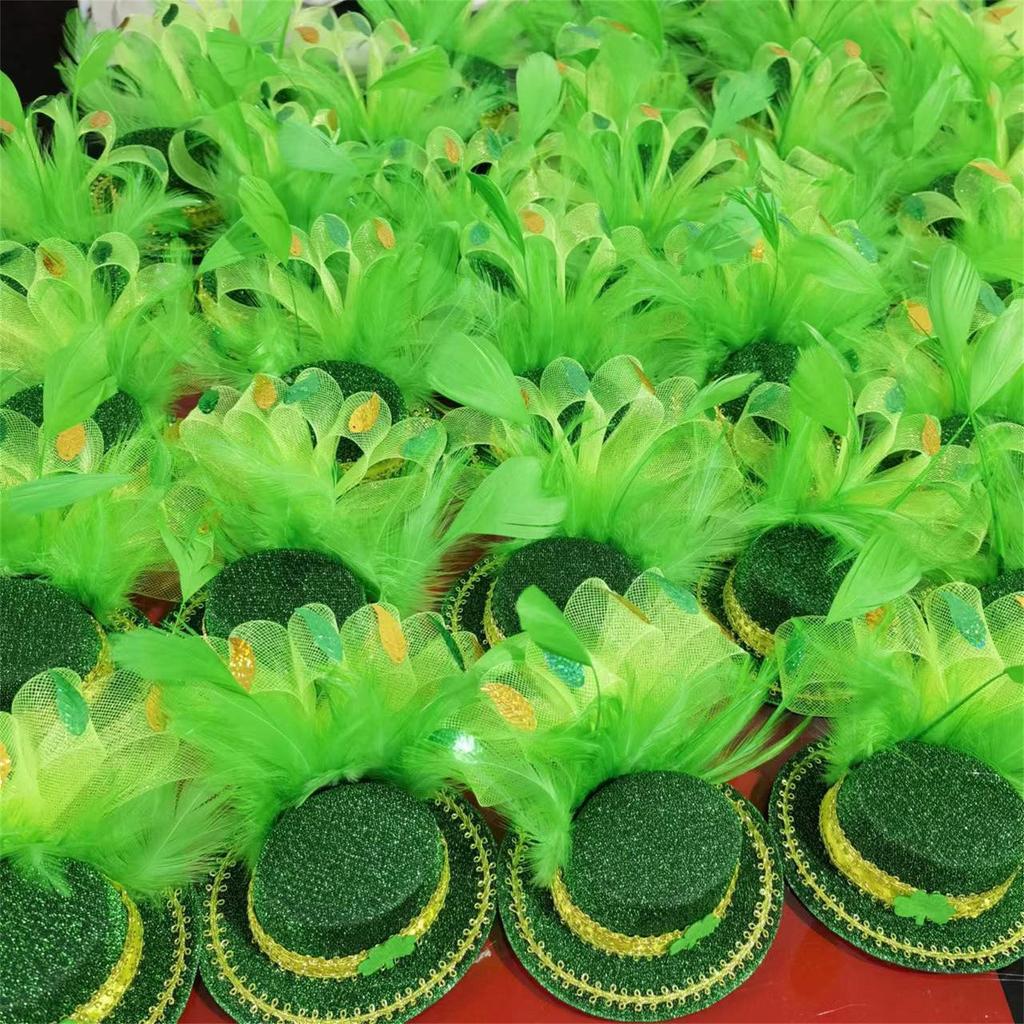 Carnival Featherhead Hoop Irish Fedora Party Purple, Purple, Yellow And Green Hair Hoop Hair Ornament