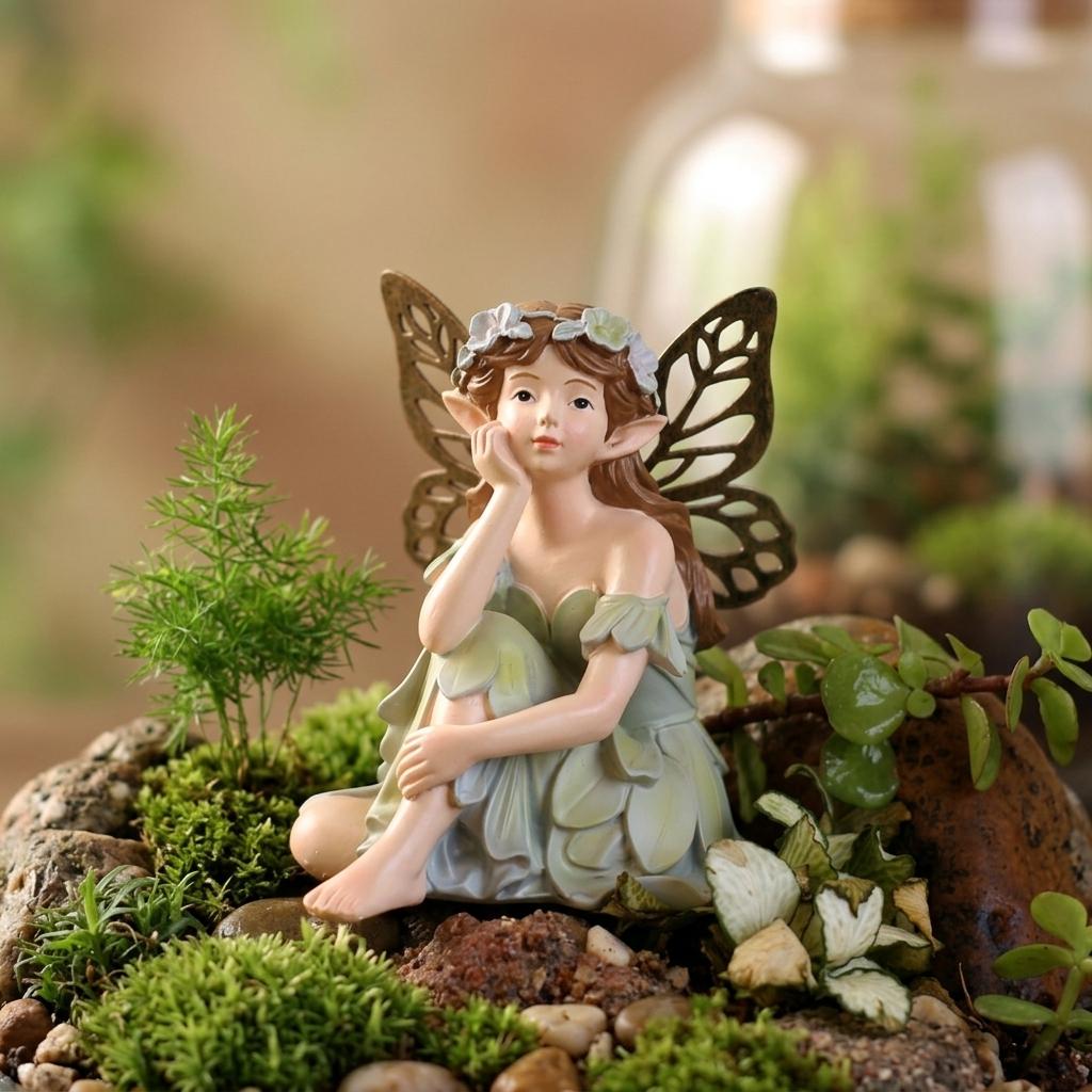 Resin Vintage Fairy Statue For Outdoor Garden Decoration Spring Summer Flower Pot Design